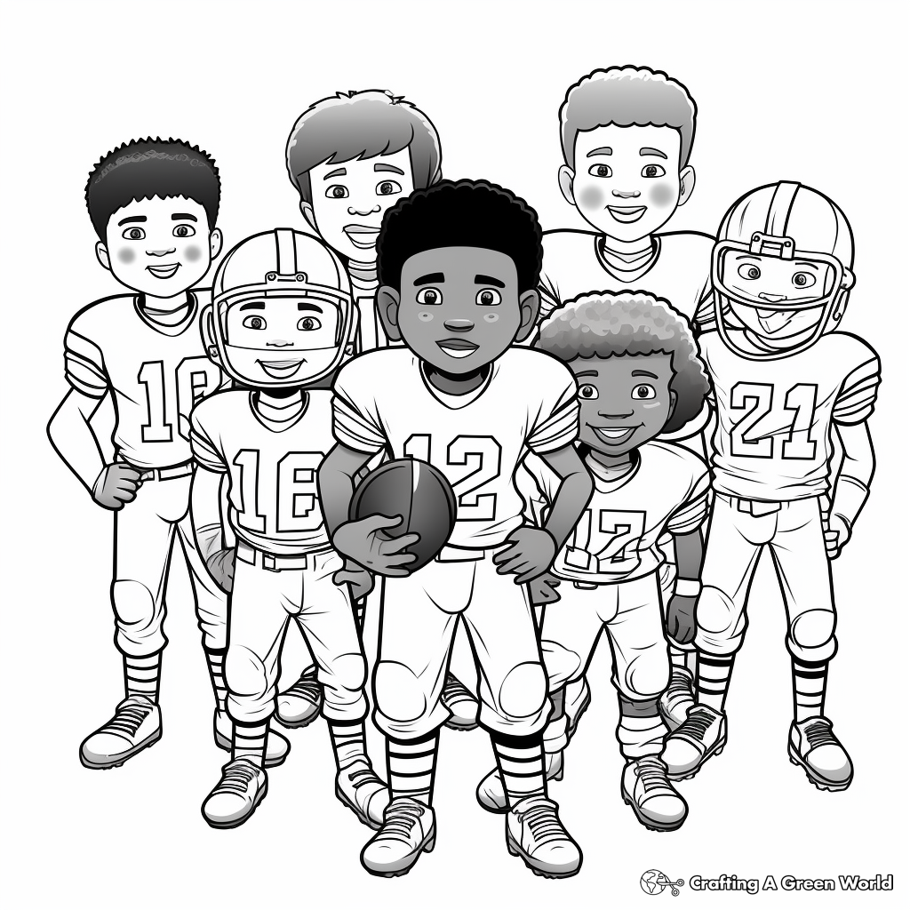 Complete Football Team Coloring Pages: Offense and Defense 1