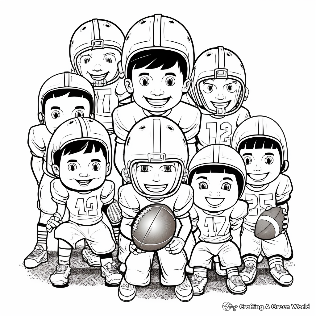 Complete Football Team Coloring Pages: Offense and Defense 2
