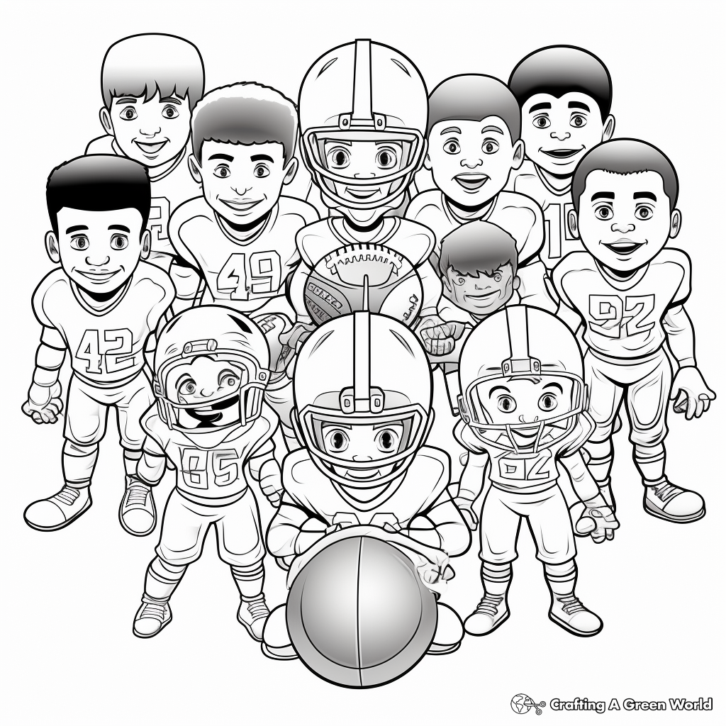 Complete Football Team Coloring Pages: Offense and Defense 3