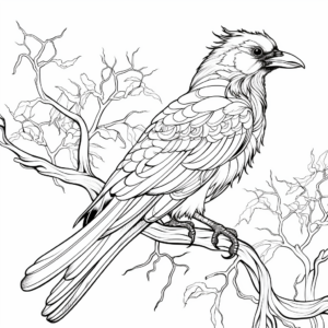 Complex Adult Forest Raven Coloring Pages 1