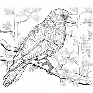 Complex Adult Forest Raven Coloring Pages 3