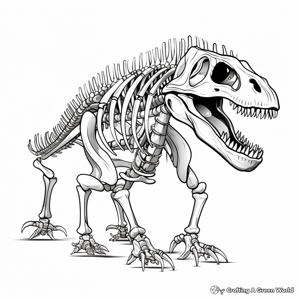 Complex Allosaurus Skeleton Coloring Pages 2
