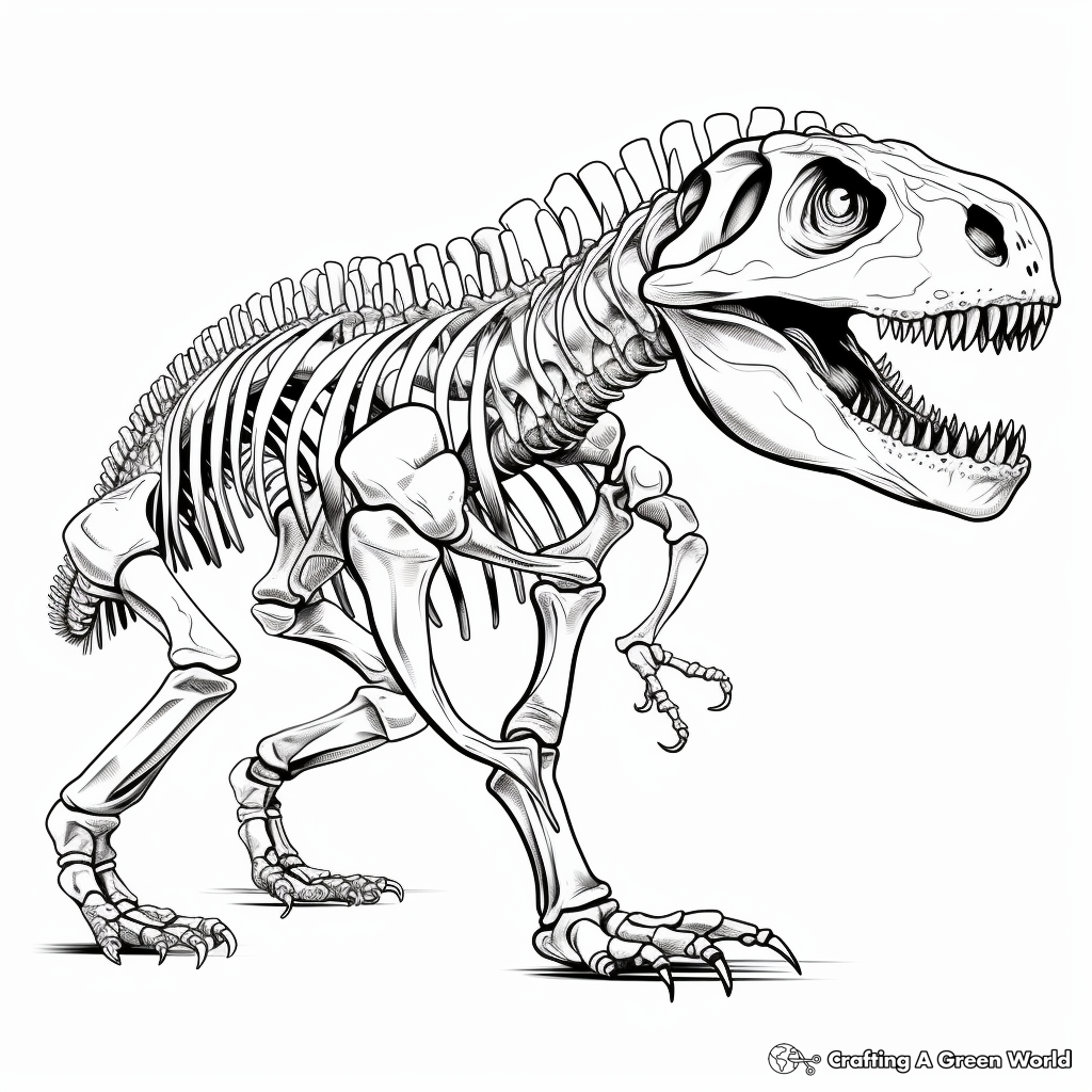 Complex Allosaurus Skeleton Coloring Pages 3