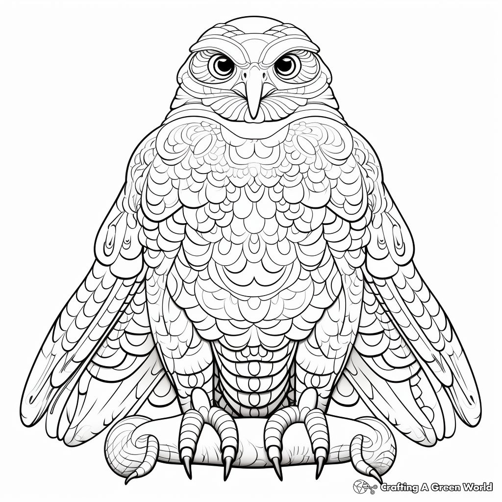 Complex Amur Falcon Coloring Pages for Adults 2