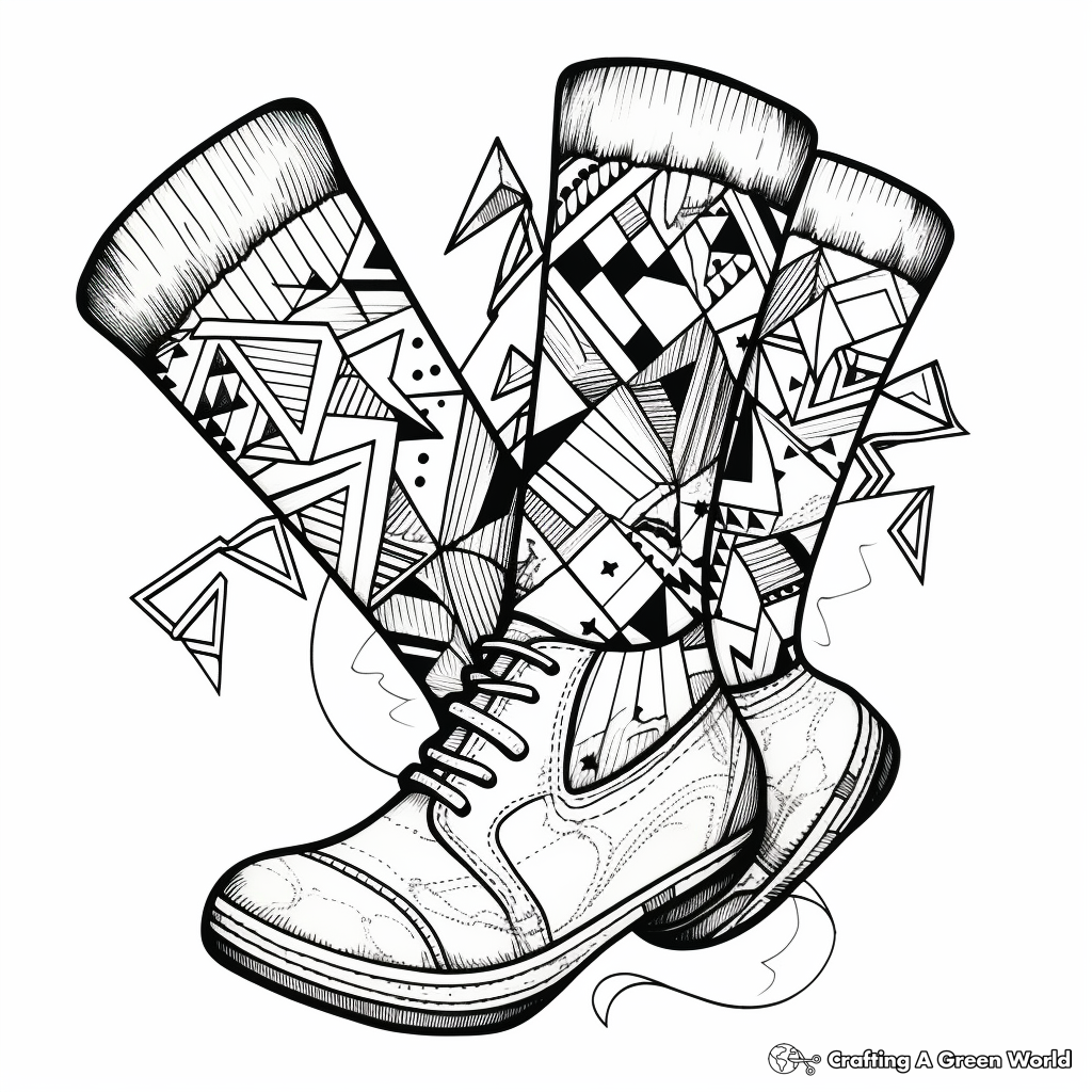Complex Argyle Socks Coloring Pages for Adults 1
