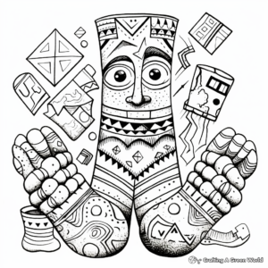 Complex Argyle Socks Coloring Pages for Adults 3