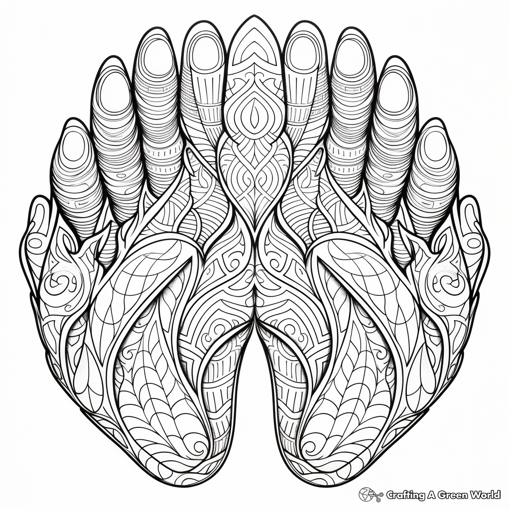 Complex Bear Claw Coloring Pages for Adults 1