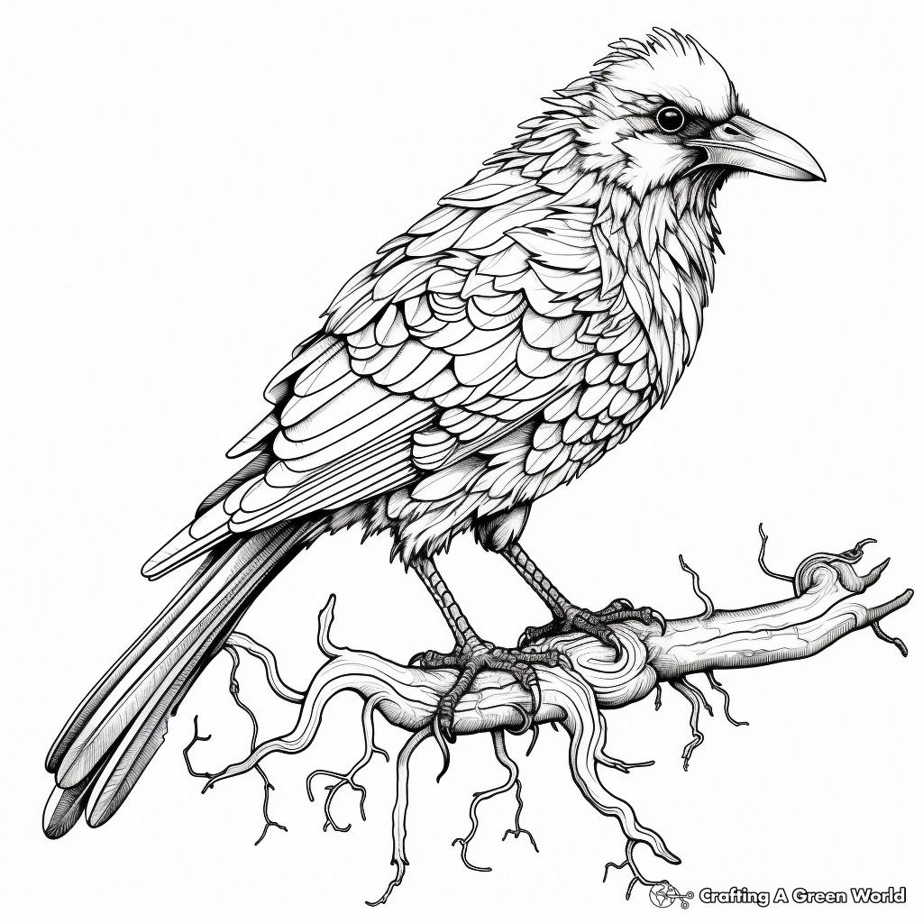 Complex Carrion Crow Coloring Pages 1