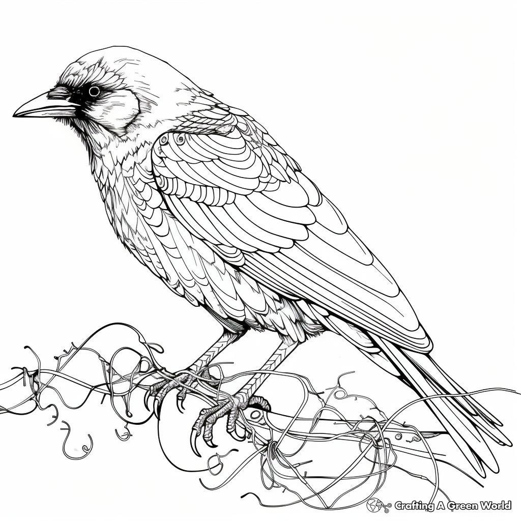 Complex Carrion Crow Coloring Pages 2