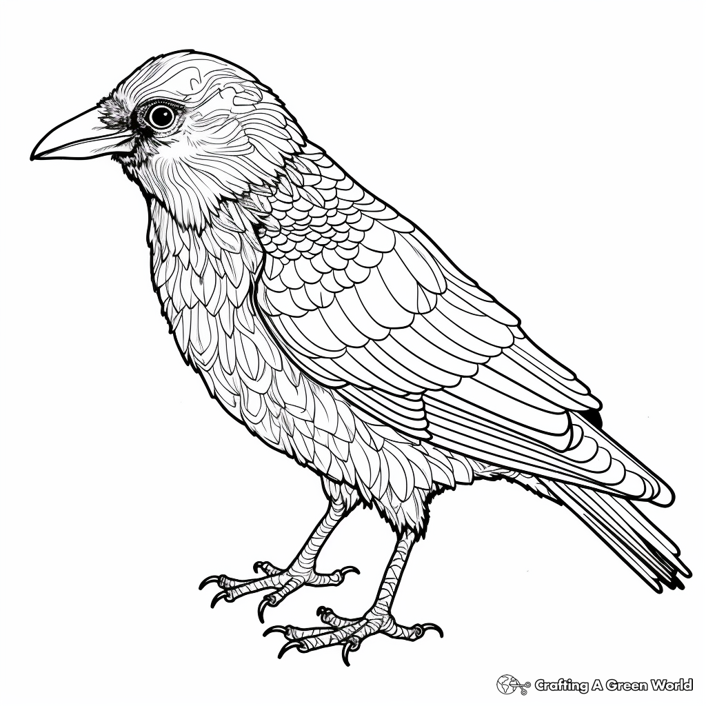 Complex Carrion Crow Coloring Pages 3