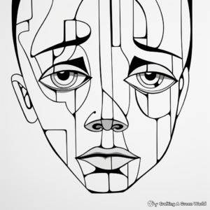 Complex Grieving Face Coloring Pages for Adults 1