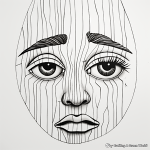 Complex Grieving Face Coloring Pages for Adults 3