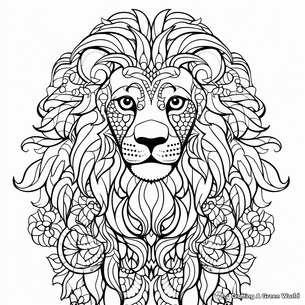 Complex Lion Coloring Pages for Advanced Colorers 4
