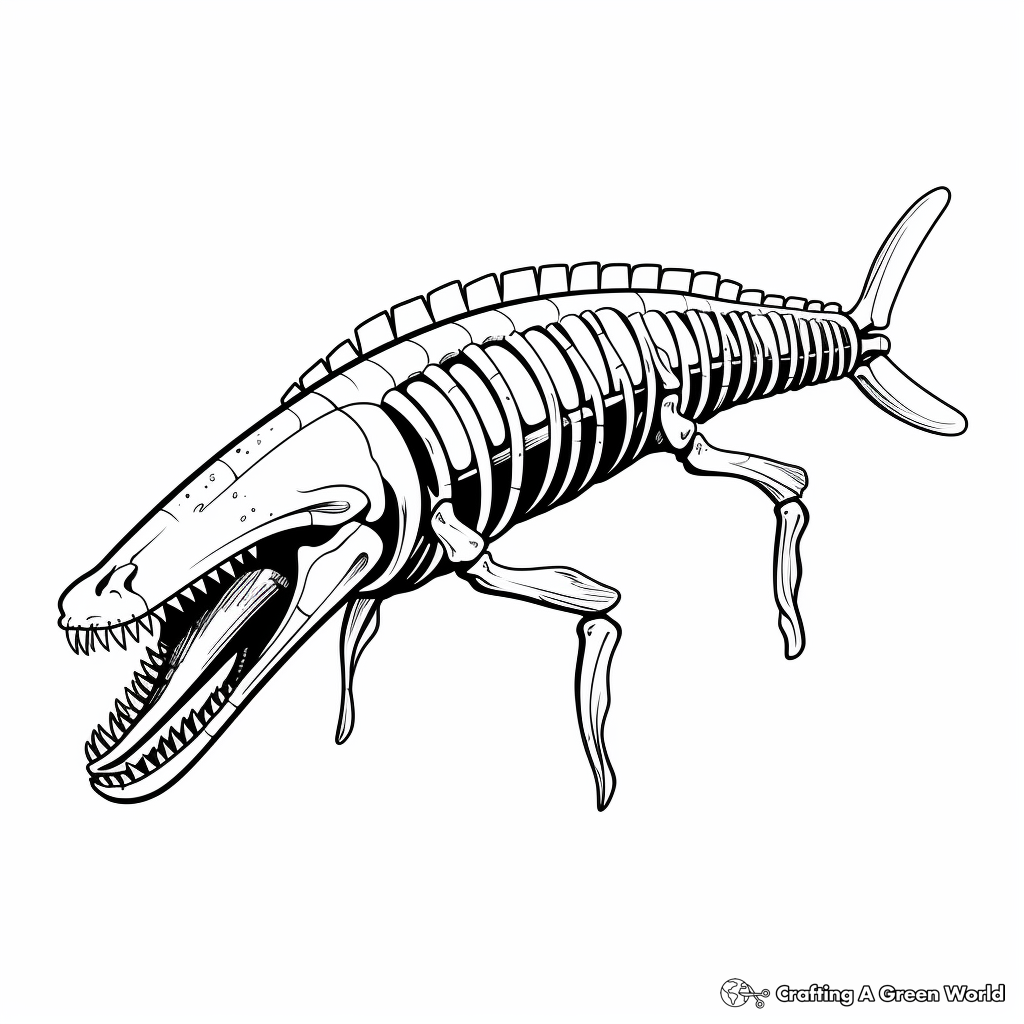 Complex Mosasaurus Skeleton Coloring Pages 1