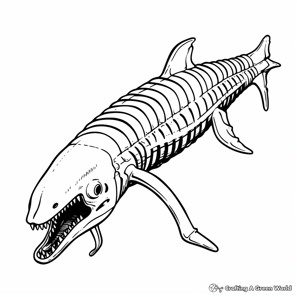 Complex Mosasaurus Skeleton Coloring Pages 3