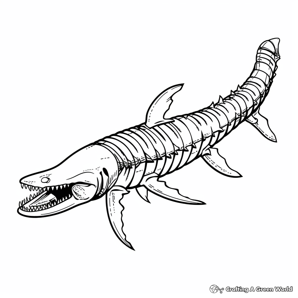 Complex Mosasaurus Skeleton Coloring Pages 4