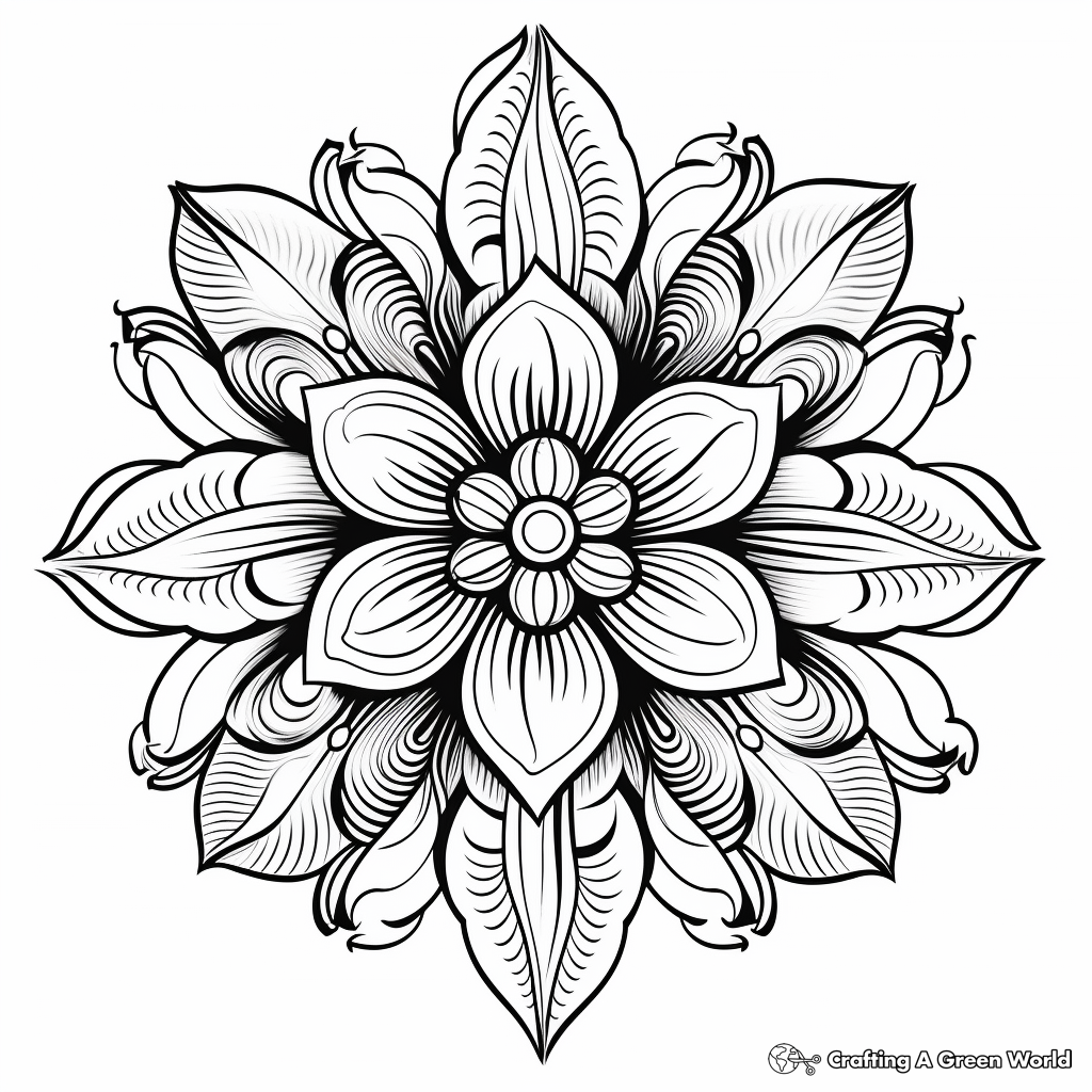 Complex Orchid Mandala Coloring Pages for Adults 2