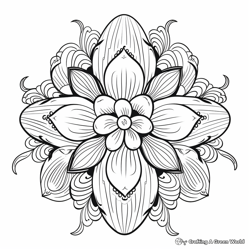 Complex Orchid Mandala Coloring Pages for Adults 3