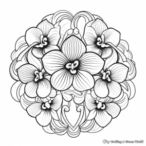 Complex Orchid Mandala Coloring Pages for Adults 4