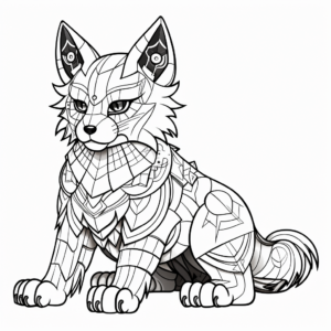 Complex Patterned Minecraft Cat Coloring Pages for Artists 1