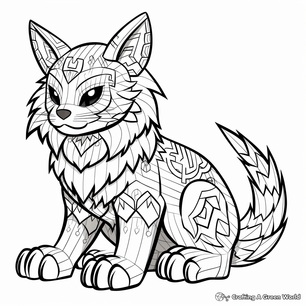Complex Patterned Minecraft Cat Coloring Pages for Artists 2