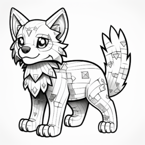 Complex Patterned Minecraft Cat Coloring Pages for Artists 4