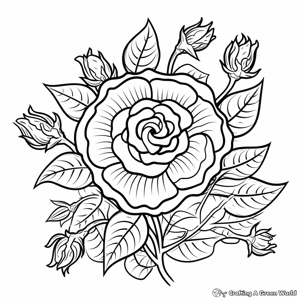 Complex Rose Coloring Pages 1
