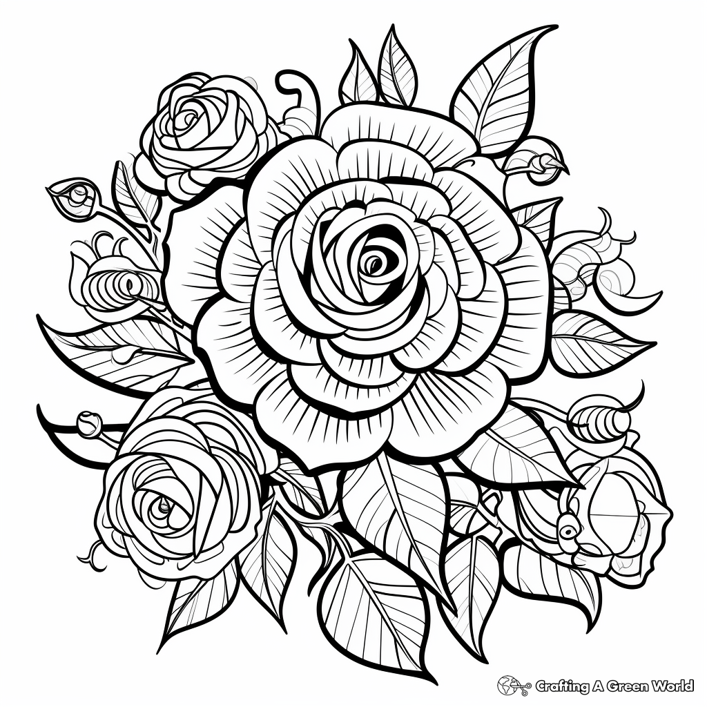 Complex Rose Coloring Pages 2