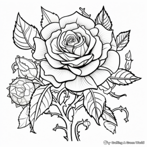 Complex Rose Coloring Pages 4