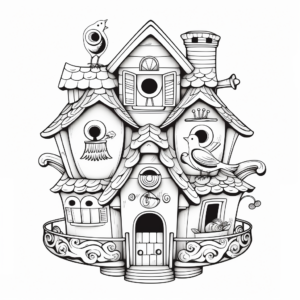 Complicated Mandala Bird House Coloring Pages 2