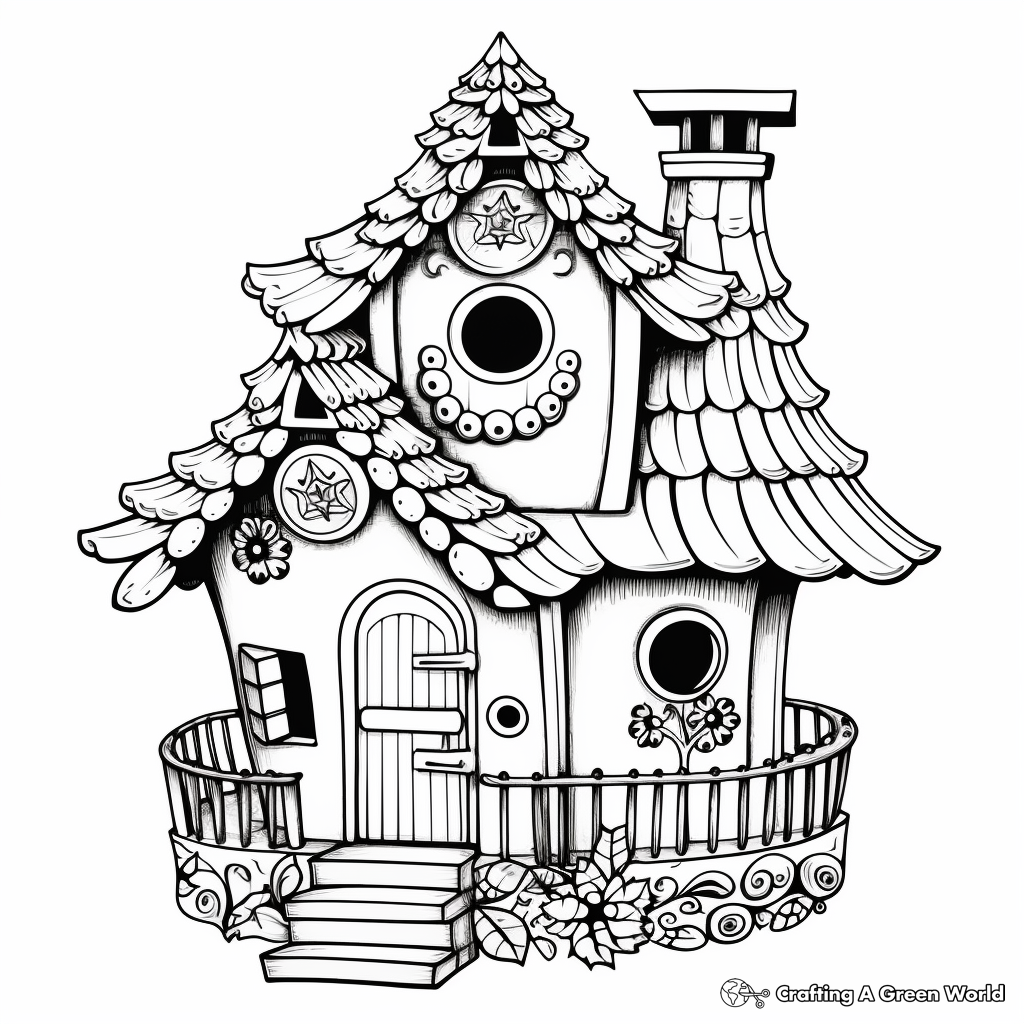 Complicated Mandala Bird House Coloring Pages 3
