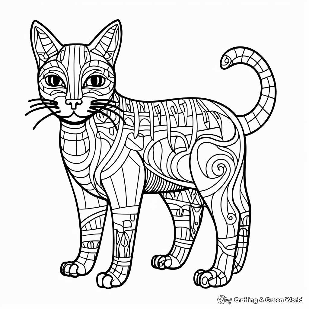 Complicated Siamese Cat Coloring Pages 2