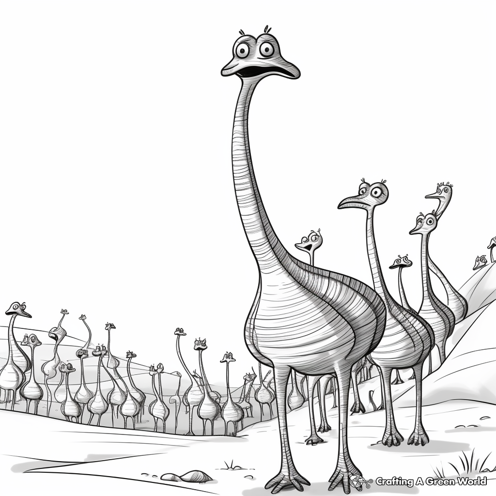 Compysognathus Herd Life Scene Coloring Pages 1