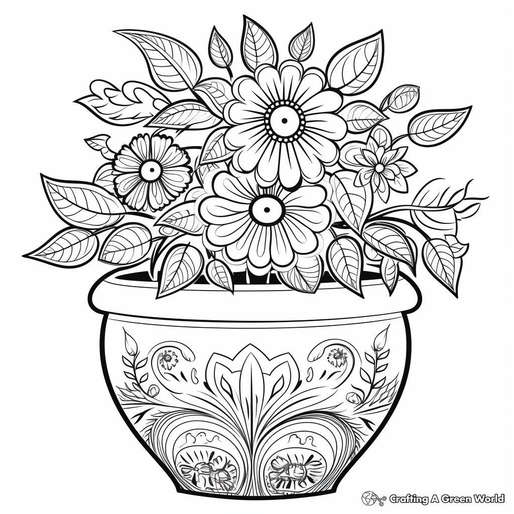 Container Gardening Mandala Coloring Pages 3