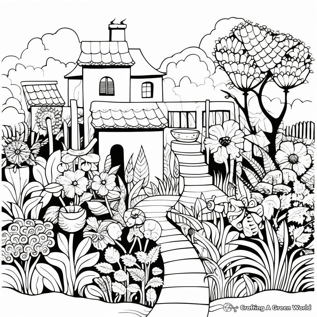 Contemporary Modern Garden Coloring Pages 2