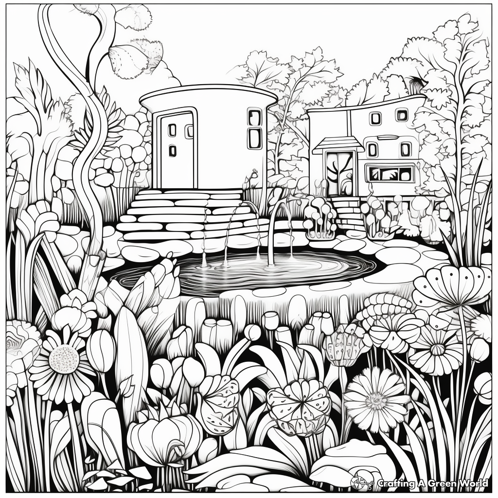Contemporary Modern Garden Coloring Pages 3