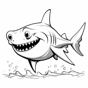 Cool Cartoon Shark Coloring Pages for Kids 1