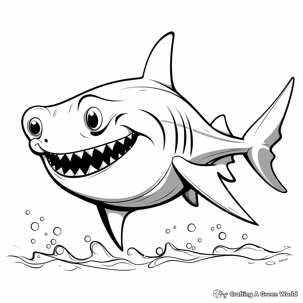 Cool Cartoon Shark Coloring Pages for Kids 1