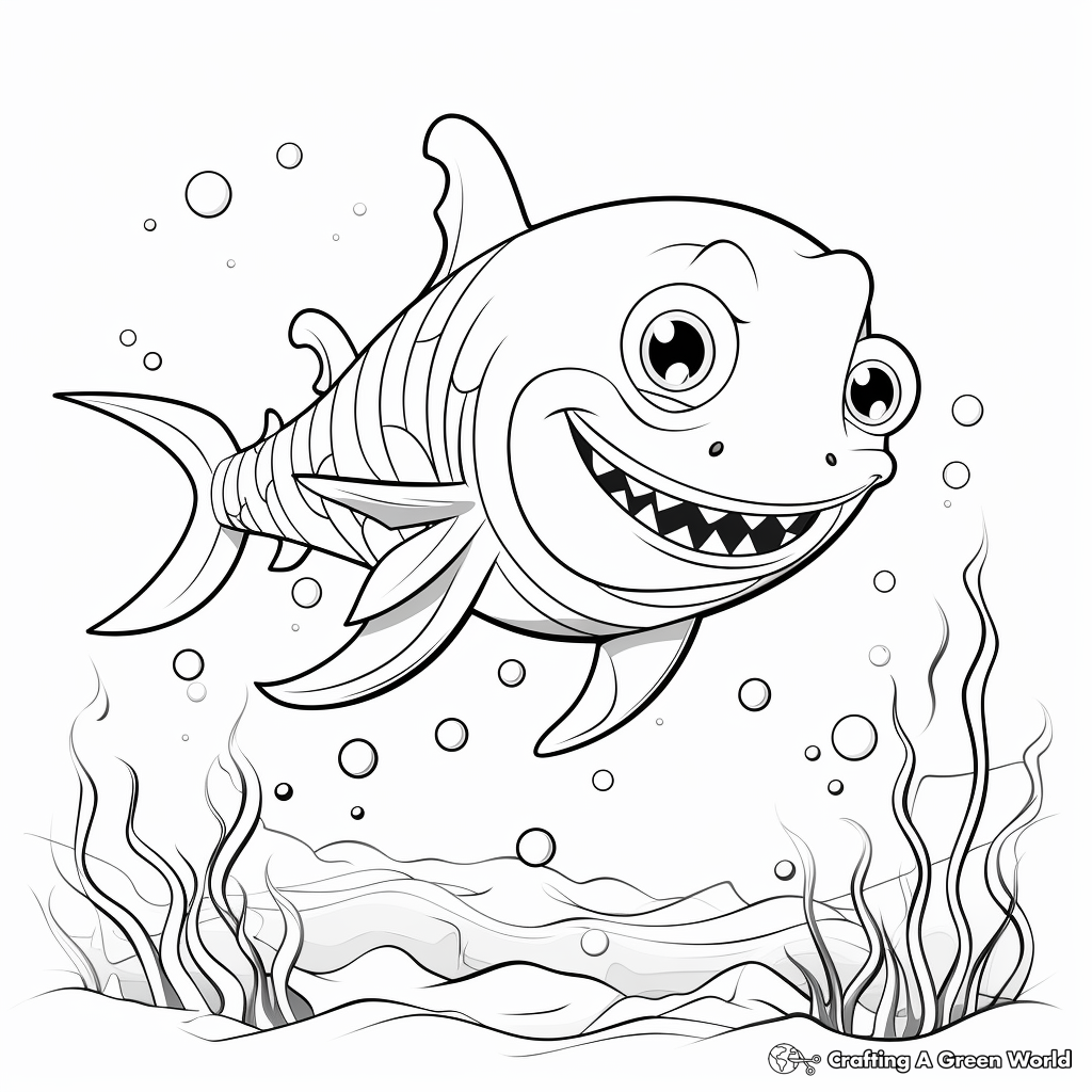Cool Cartoon Shark Coloring Pages for Kids 4