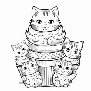 Cool Cat With Multiple Ice Cream Cones Coloring Pages 1