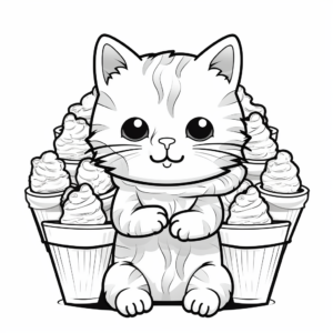 Cool Cat With Multiple Ice Cream Cones Coloring Pages 2