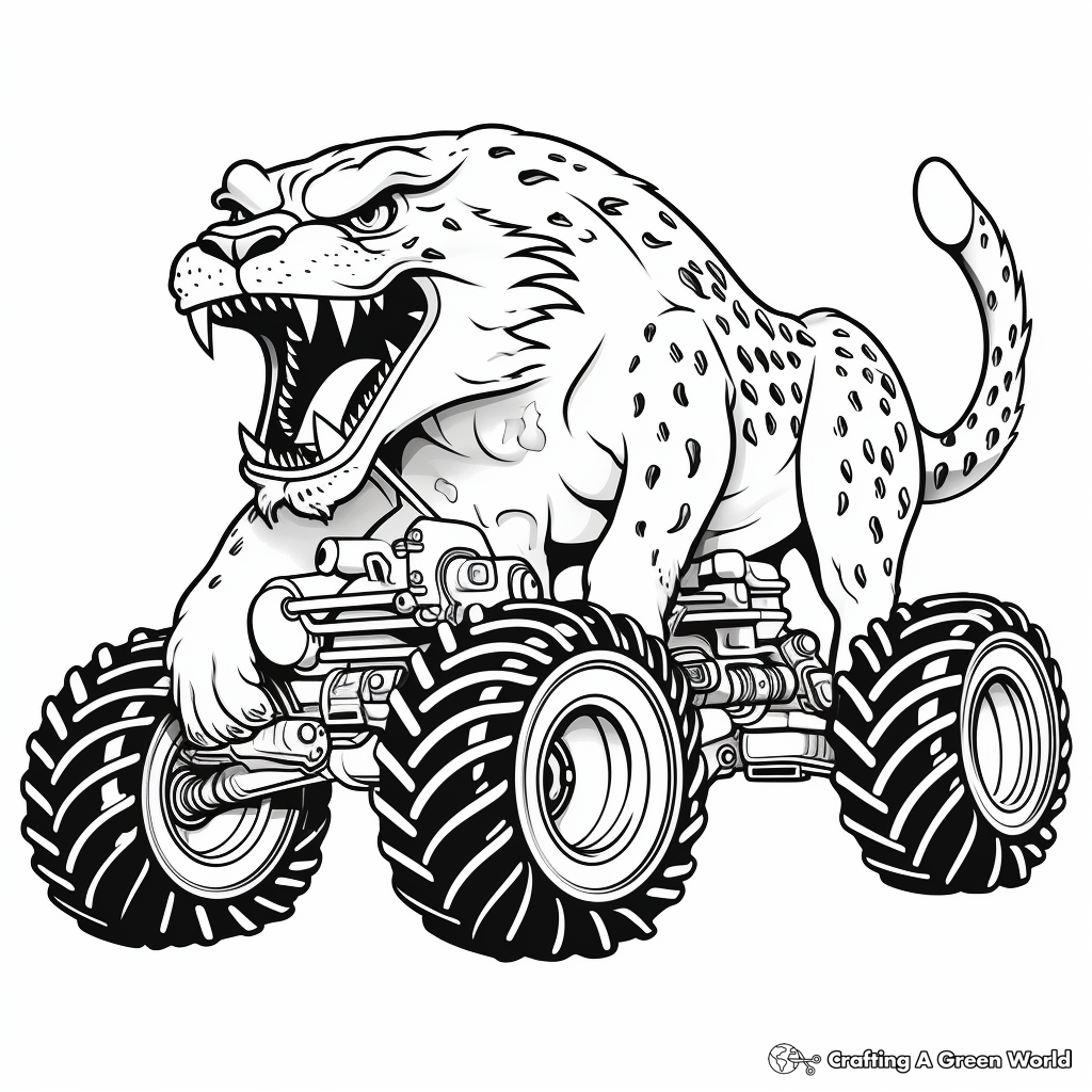 Cool Cheetah-Print Monster Truck Coloring Pages 4
