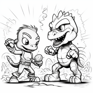 Cool Dinosaur Battle Coloring Pages 1
