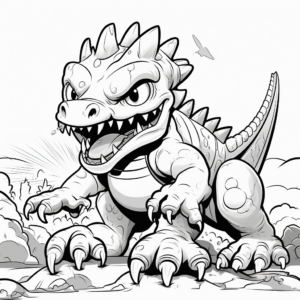 Cool Dinosaur Battle Coloring Pages 3