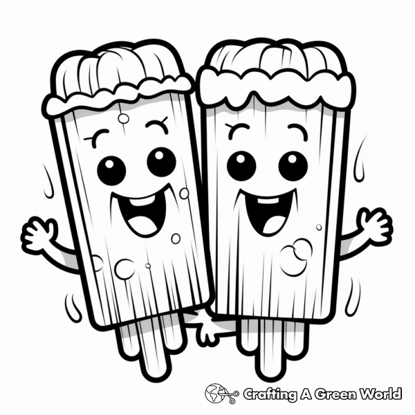 Cool Dual-Flavored Popsicle Coloring Pages 1