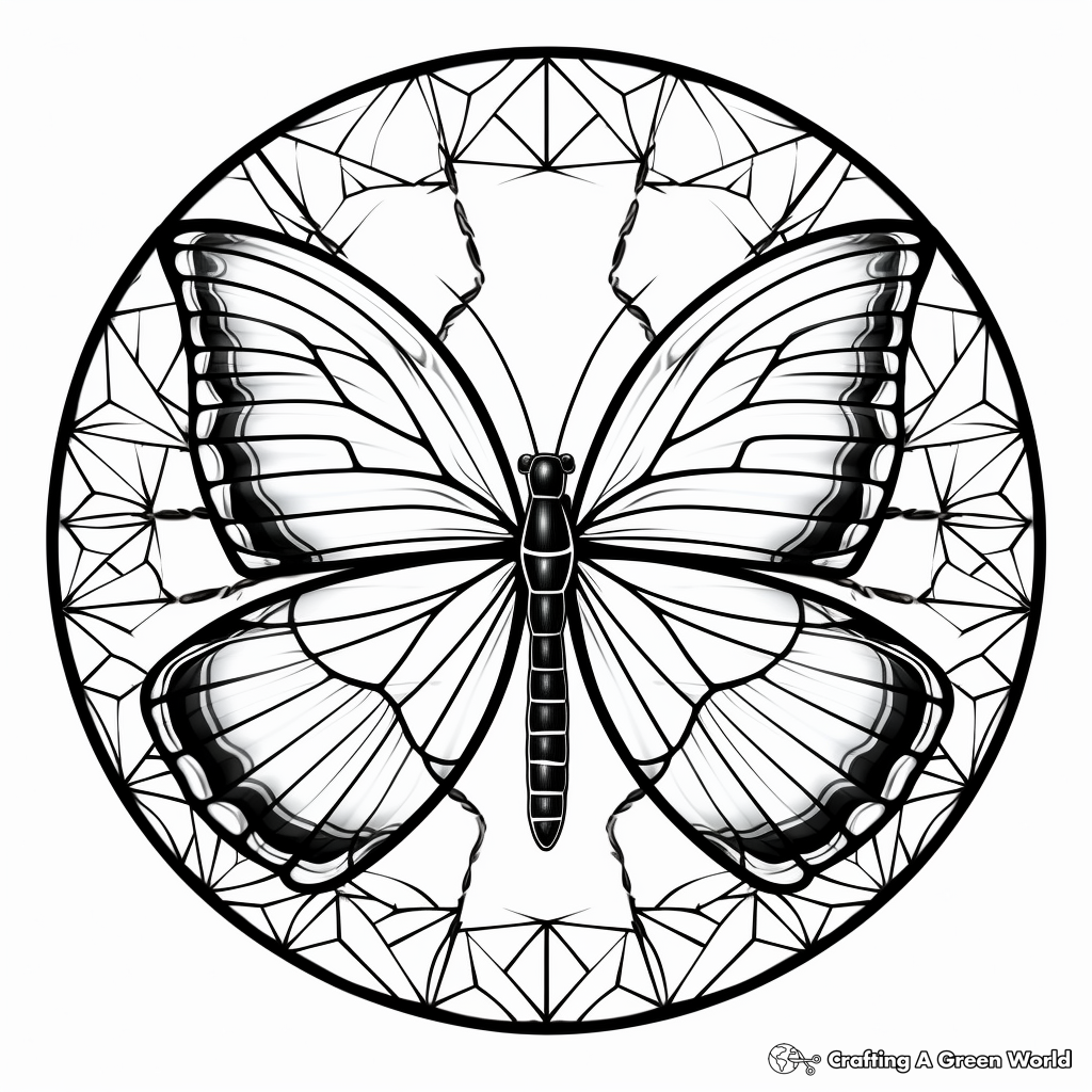 Cool Glasswing Butterfly Mandala Coloring Pages 3