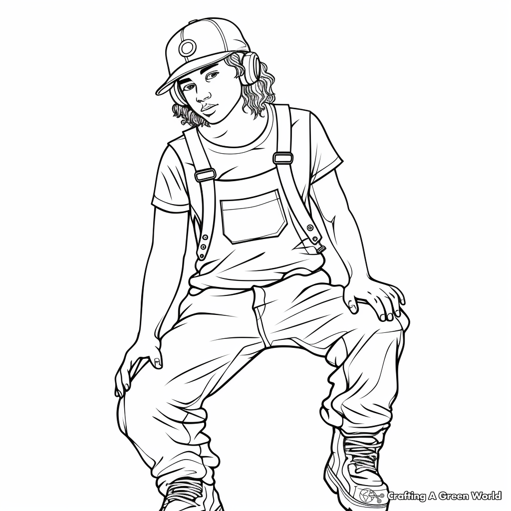 Cool Skateboarder Overalls Coloring Pages for Teens 2