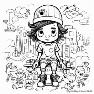 Cool Skateboarding Socks Coloring Pages 1