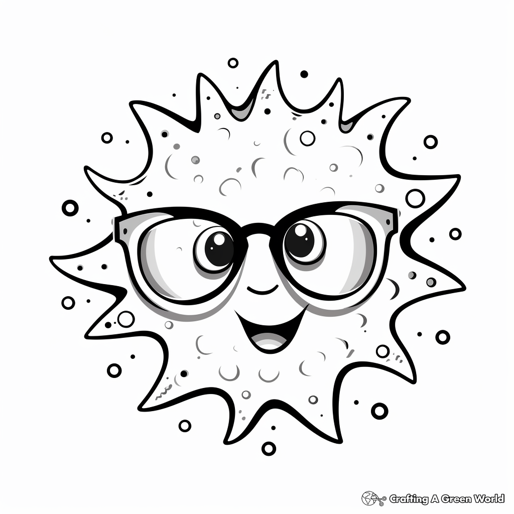 Cool Sun with Sunglasses Coloring Pages 1