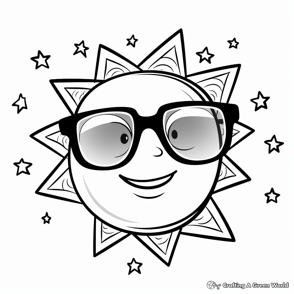 Cool Sun with Sunglasses Coloring Pages 3